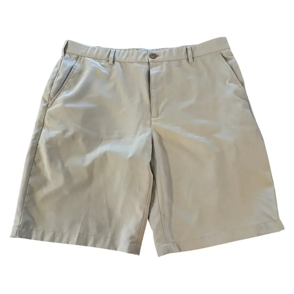 IZOD Golf Shorts Men’s 38 Khaki Straight Fit Performance Flat Front